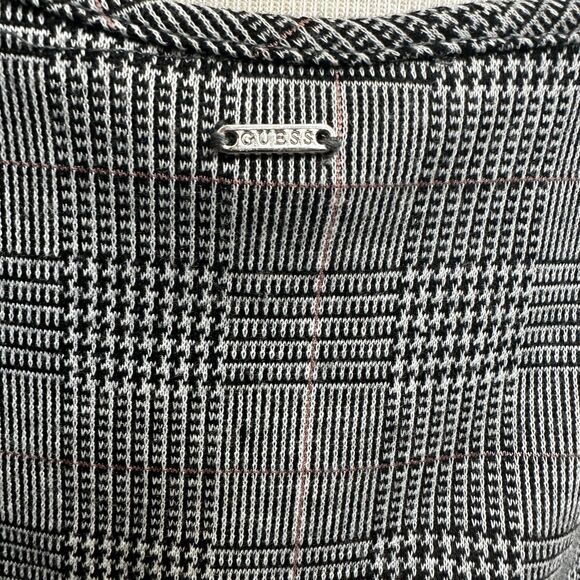 Guess Los Angeles Houndstooth w/ White Yellow Racer Stripe Crop Top - Women L - Picture 4 of 6